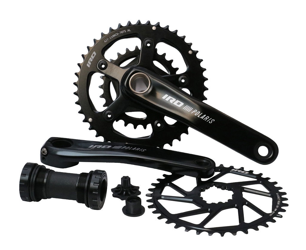 IRD Polaris 1x 2x Crankset (38t DM, 42-26t w/Spider) w/BB